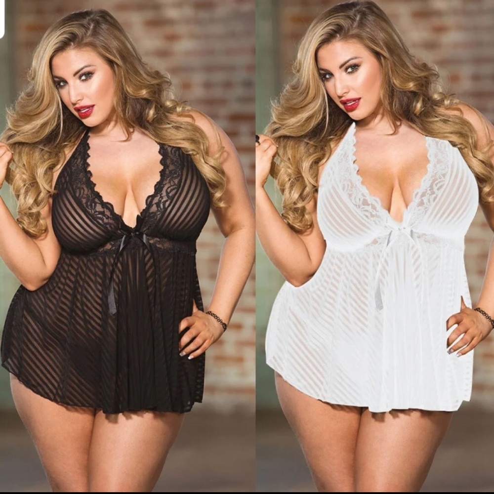Women transparent dress Lingerie Plus Size  Open